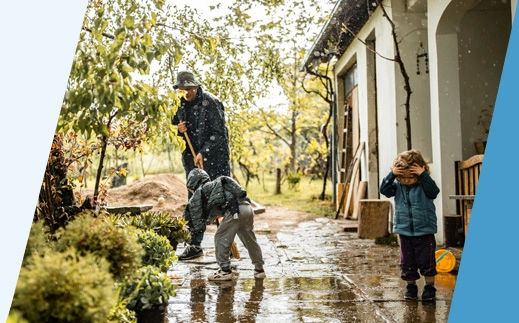 Asian family outdoors