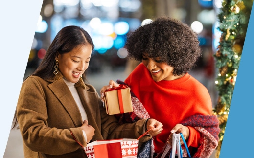 Friends holiday shopping