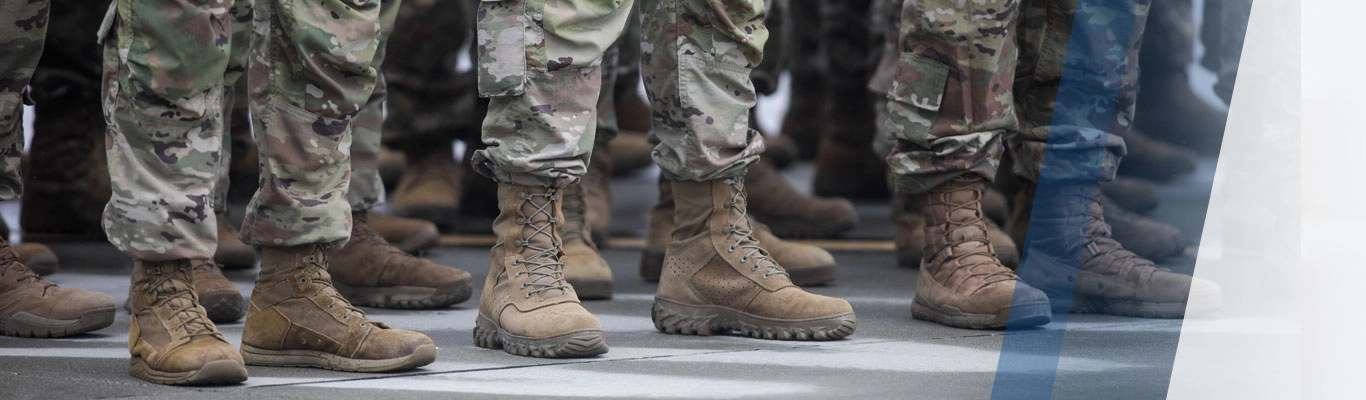 Legs of US Military members at presentation